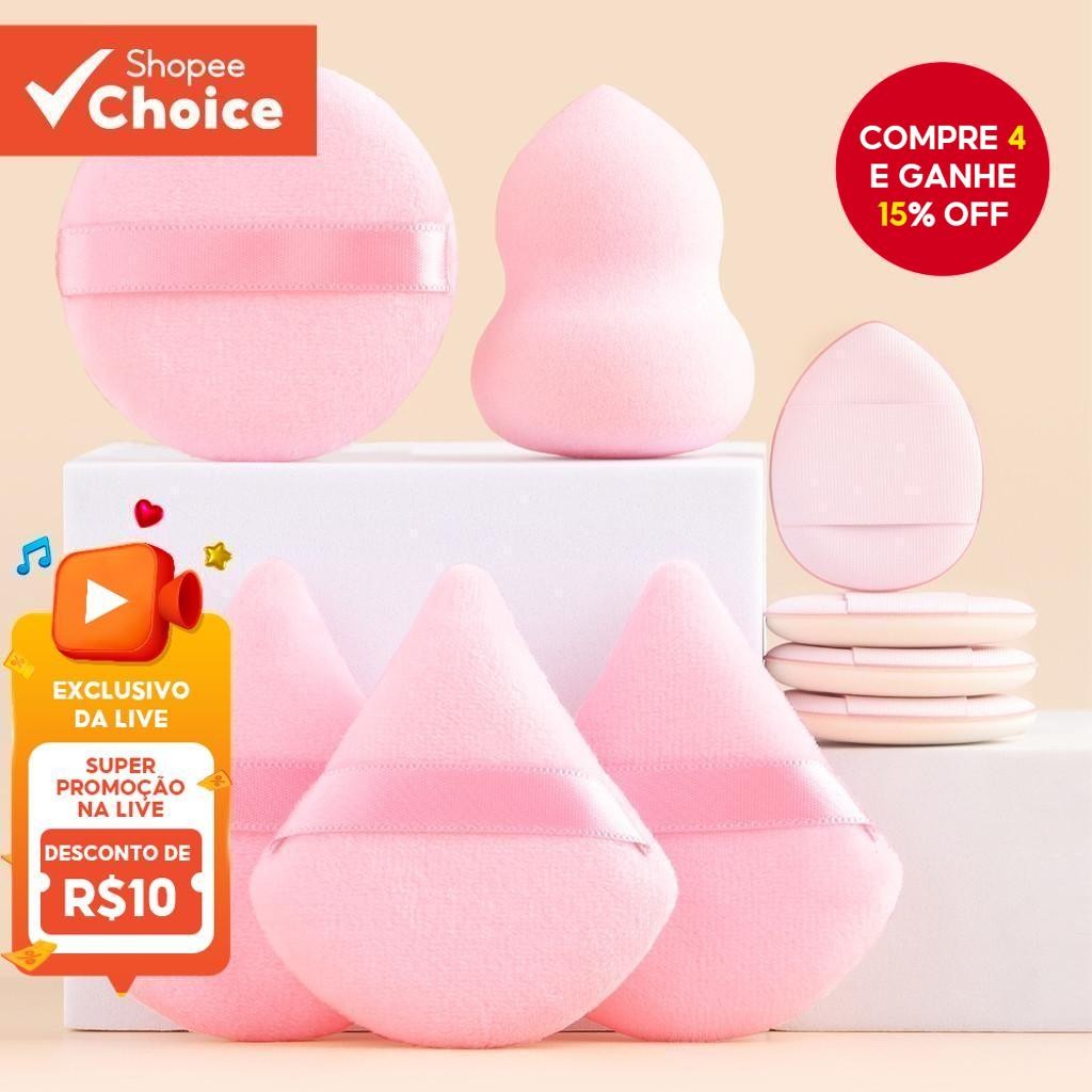 Conjunto De Ferramentas De Esponja De Maquiagem De 9 Peças-3 Puffs De Pó Em Formato De Leque , Molhados E Secos , Fáceis