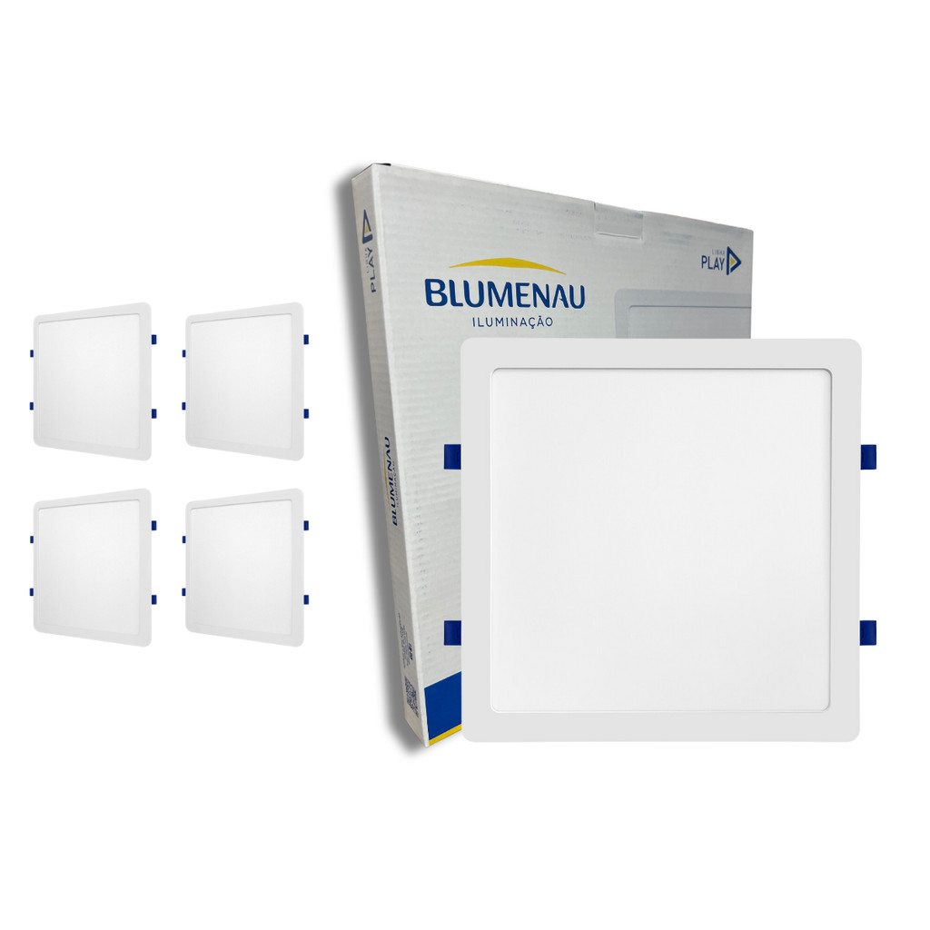 kit 4 Painel Plafon Quadrado Embutir 24w Play 6500k 4000k 3000k Blumenau Iluminação Bivolt em Oferta na Shopee