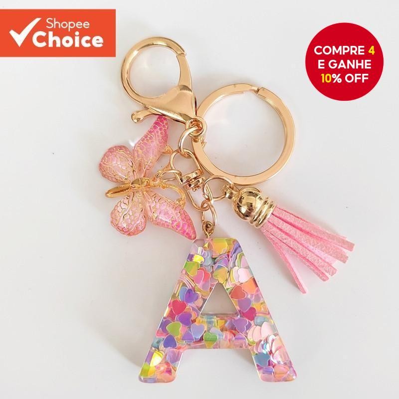 Cross-Border Rosa Lantejoulas Epóxi Carta Chaveiro Pingente Com Borboleta Borla Decoração Acessórios