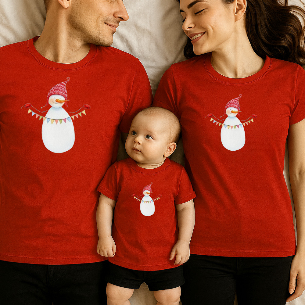 Kit de 3 Peças ou Mais Camisetas Estampa Bone de Neve Bandeiras Especial Fim de Ano Estampa Natalina