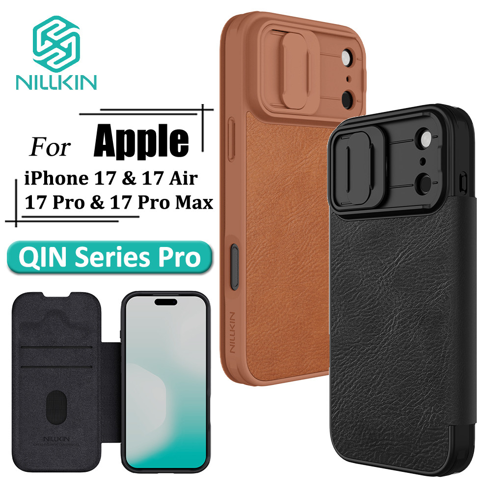 Nillkin QIN Luxo Flip Caso De Couro Para iPhone 17 Pro Max 17 17 Ar Câmera Slider Proteção Capa Com Titular Do Cartão em Oferta na Shopee