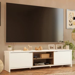 Rack para TV até 80 Polegadas 180cm 2 Portas Branco/Rustic Linz Madesa