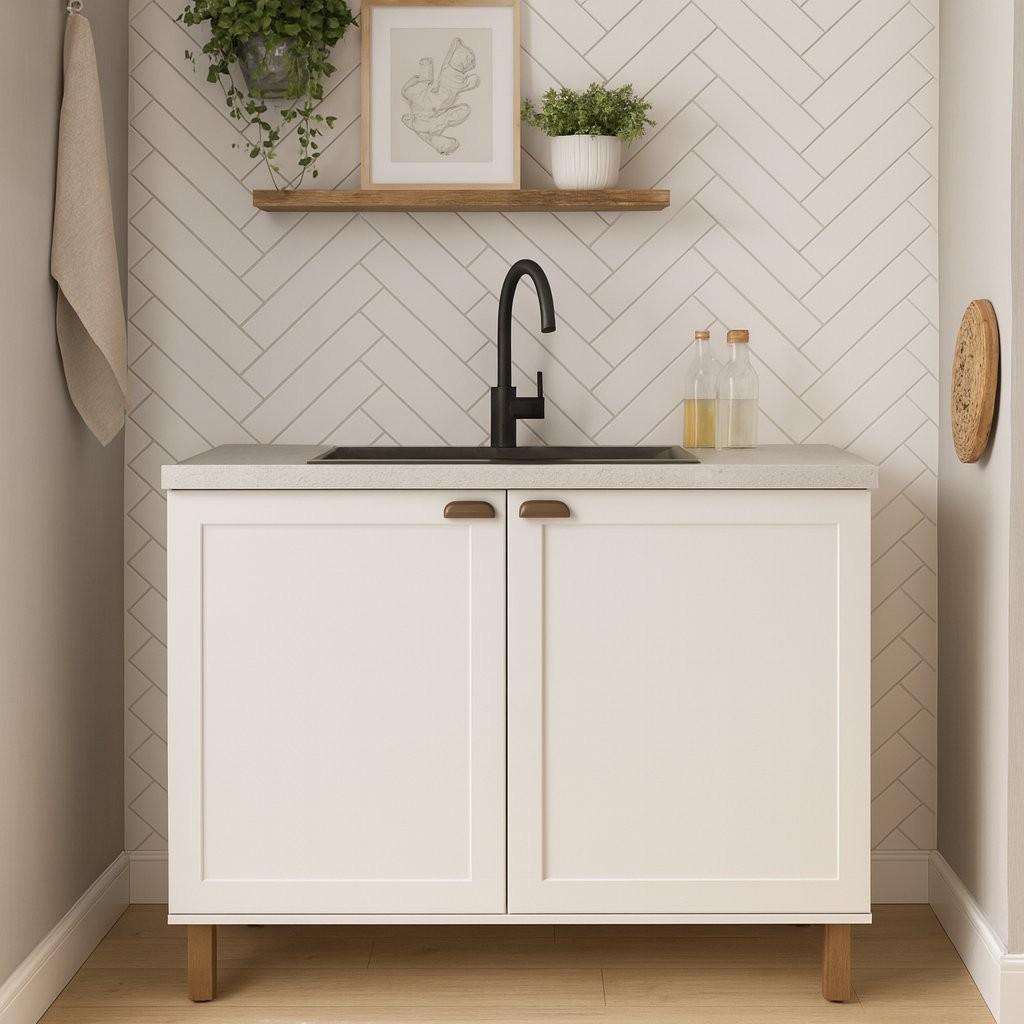 Balcão Para Cozinha 2 Portas Provençais sem Tampo Iluminata  Branco Fosco em Oferta na Shopee