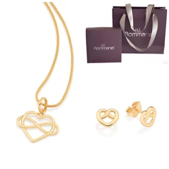 Conjunto Rommanel Coraçao Corrente + Pingente + Brinco K30
