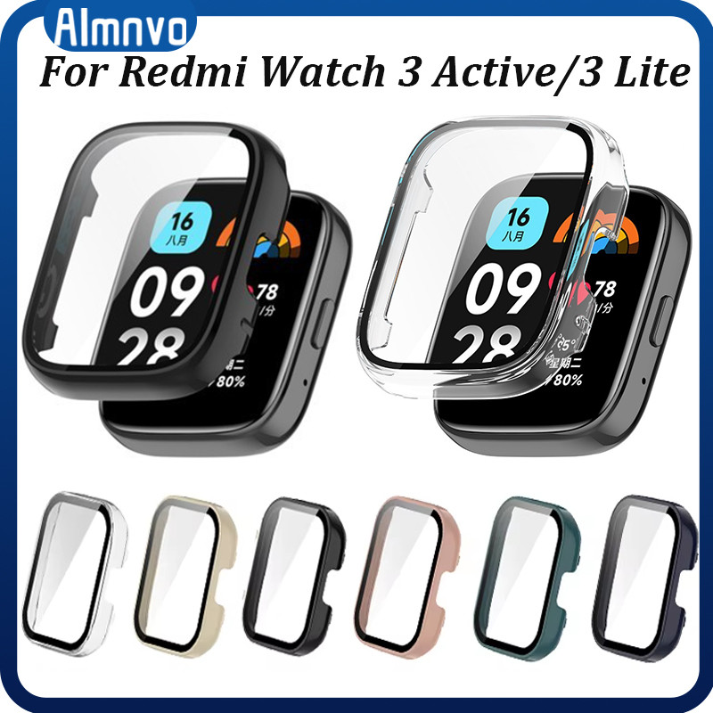 Capinha Com Vidro De Capa Case Filme Vidro Temperado Para Relógio Smartwatch Redmi Watch 3 Active / Redmi Watch 3 Lite