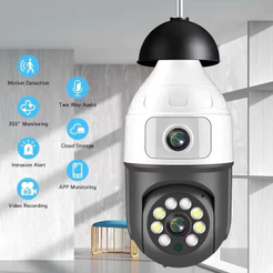 Câmera De Segurança Ip Wifi Full HD 2 Lentes Visão Noturna Microfone APP ICSEE