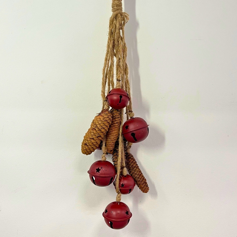 Enfeite Decorativo De Natal - Corda Com Sinos Vermelhos - 70cm - 1 unidade - Rizzo