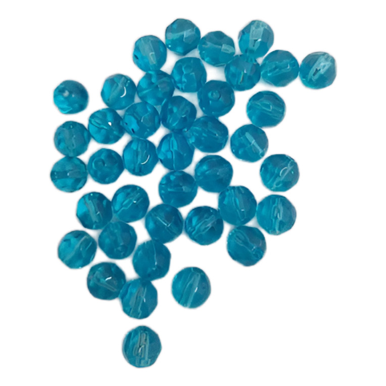 Kit 100 Cristais De Vidro Azul Celeste 8mm Contas Para Terço Guias Umbanda Artesanato Religioso
