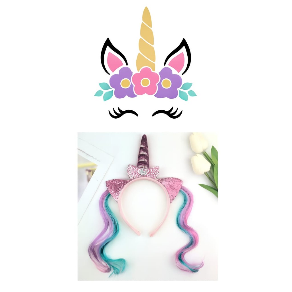 Tiara de Unicórnio com Trança para Fantasia e Carnaval
