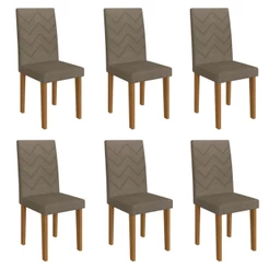 Kit 6 Cadeiras de Jantar Estofadas 43,5cm Multimóveis CR50218