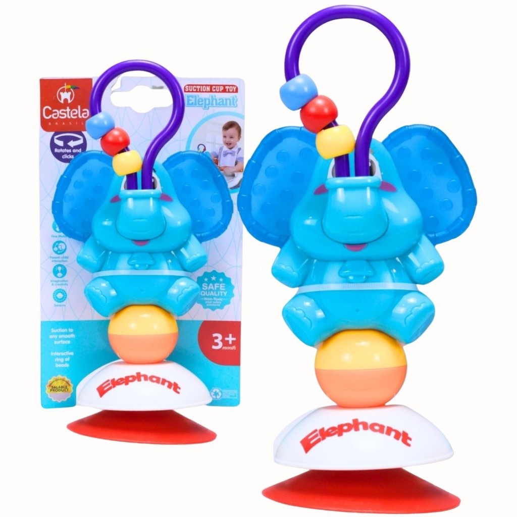 Brinquedo Chocalho Elefantinho Infantil Com Ventosa para Bebês - Castela em Oferta na Shopee