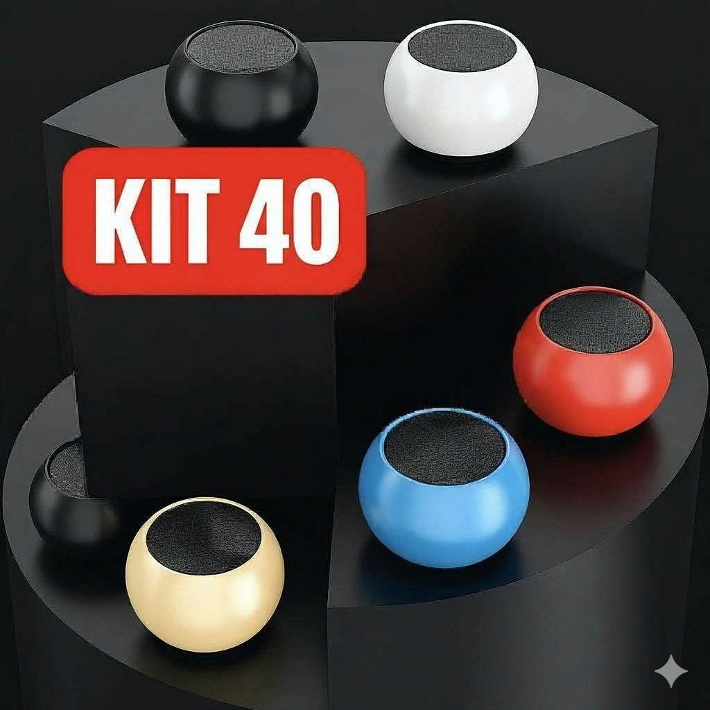 Kit 40 Caixa de Som Bluetooth M3 TWS 3W Metal Potente Portátil Bateria Longa Duração À Prova D'água Cores Misturadas