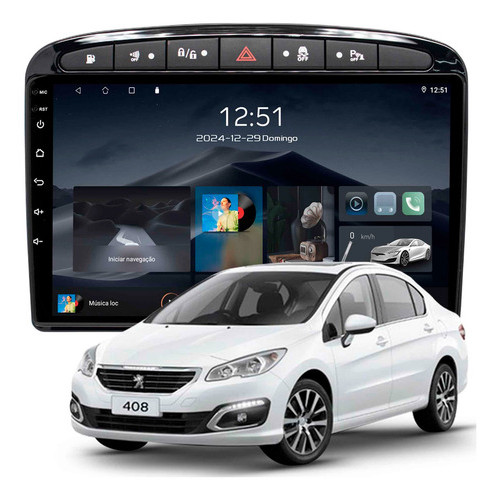 Multimídia Peugeot 308 408 Rcz 2ram+64gb Quadcore Carplay Android Gps Bluetooth Qled 9p em Oferta na Shopee