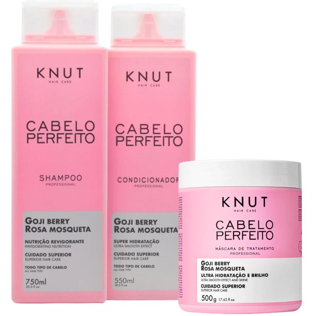 Kit Knut Cabelo Perfeito Goji Berry Shampoo 750ml Condicionador 550ml Máscara 500g