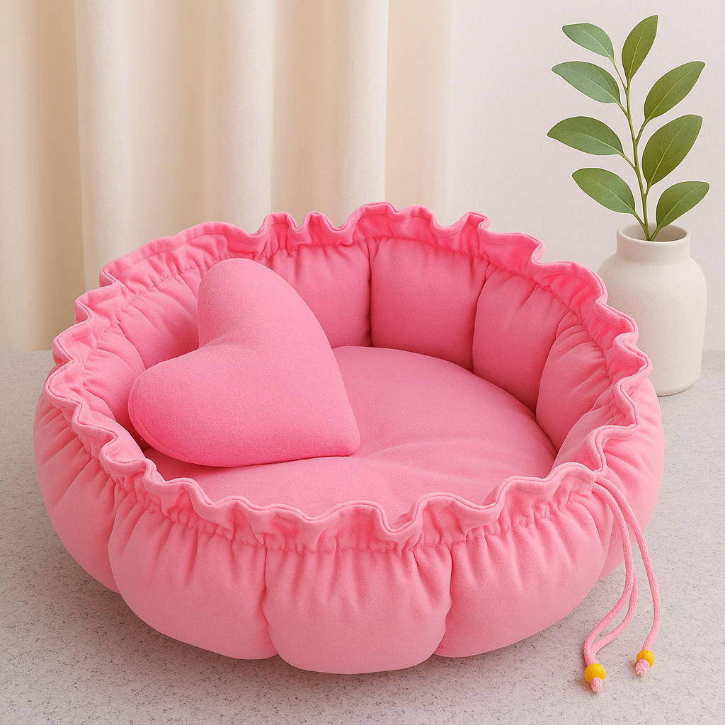 Caminha Redonda com Almofada de Coração Cama Pet Londres em Oferta na Shopee