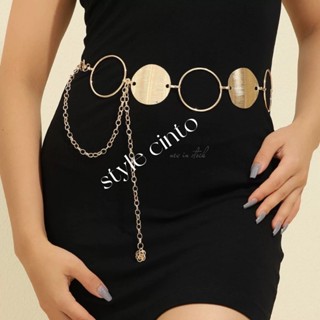 Corrente de cintura de metal com emenda de anel geométrico personalizado em Oferta na Shopee