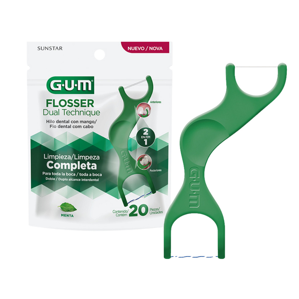 Fio Dental GUM Flosser Dual Technique C/20