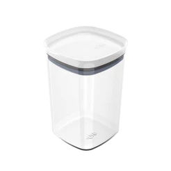Pote Hermético Quadrado 1L Tampa Branca Vedação Silicone Mantimentos Organização Cozinha Ou