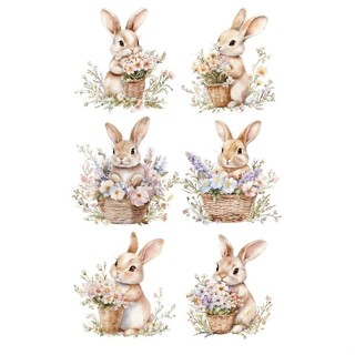 Decalque Hidro Transfer - Páscoa Coelhos Cestas Flor G em Oferta na Shopee