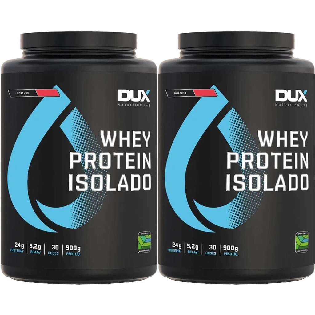 Kit 2X Whey Protein Isolado - 900g Morango - Dux Nutrition