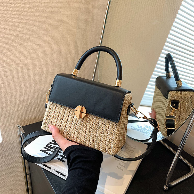 Design tendência da moda bolsa de palha transversal pequena bolsa quadrada em Oferta na Shopee