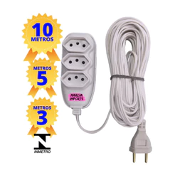Extensão elétrica 10,5,3 E 2 METROS BRANCA Estensão VOLTINO bivolt 220v-110v tripoloar