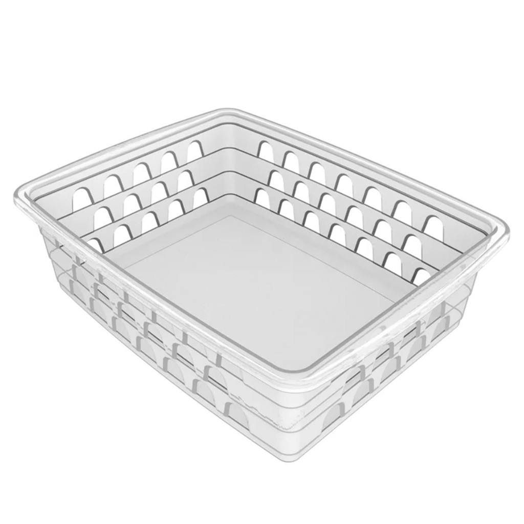 Kit com 10 Cestos Organizadores Multiuso 20x15,5x6,5 Médio Transparente