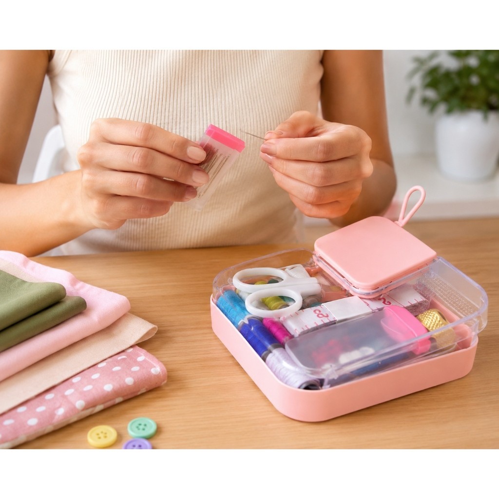 Kit Costura Completo Portátil Estojo Costura Linha Agulha Tesoura Alfinete Botão Reparo Roupa