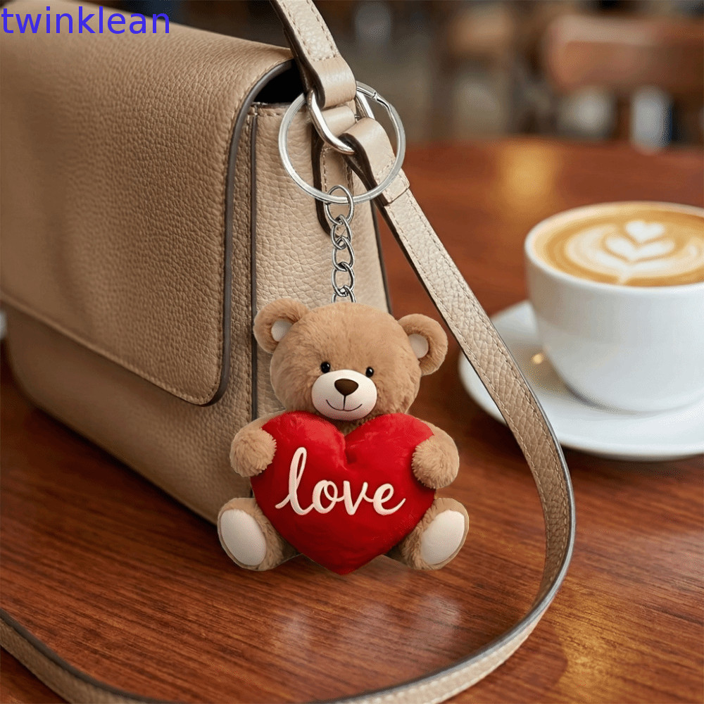 Ornamento De Suspensão De Urso TWINKLEAN , Pingente De Coração 2D Acrílico , Mini Chaveiro Fofo Para O Dia Dos Namorados