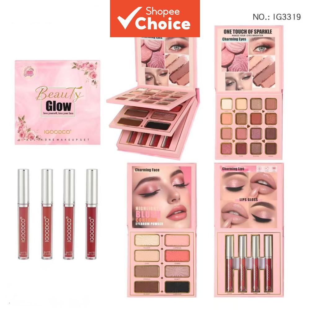 3 Páginas de Paleta de Maquiagem e Beleza – 28 Tons para Olhos, Contorno, Brilho Labial, Bochechas & Glow, Rosto