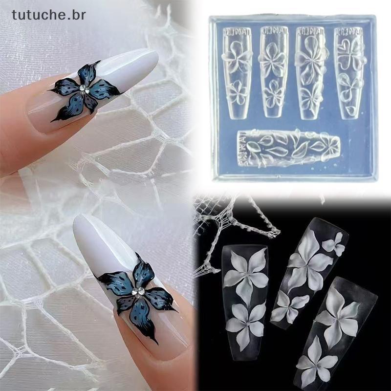 TU Silicone Escultura Do Prego Molde Flor 3D Acrílico Decorações Da Arte Placas De Carimbo DIY Manicure Acessórios Ferra