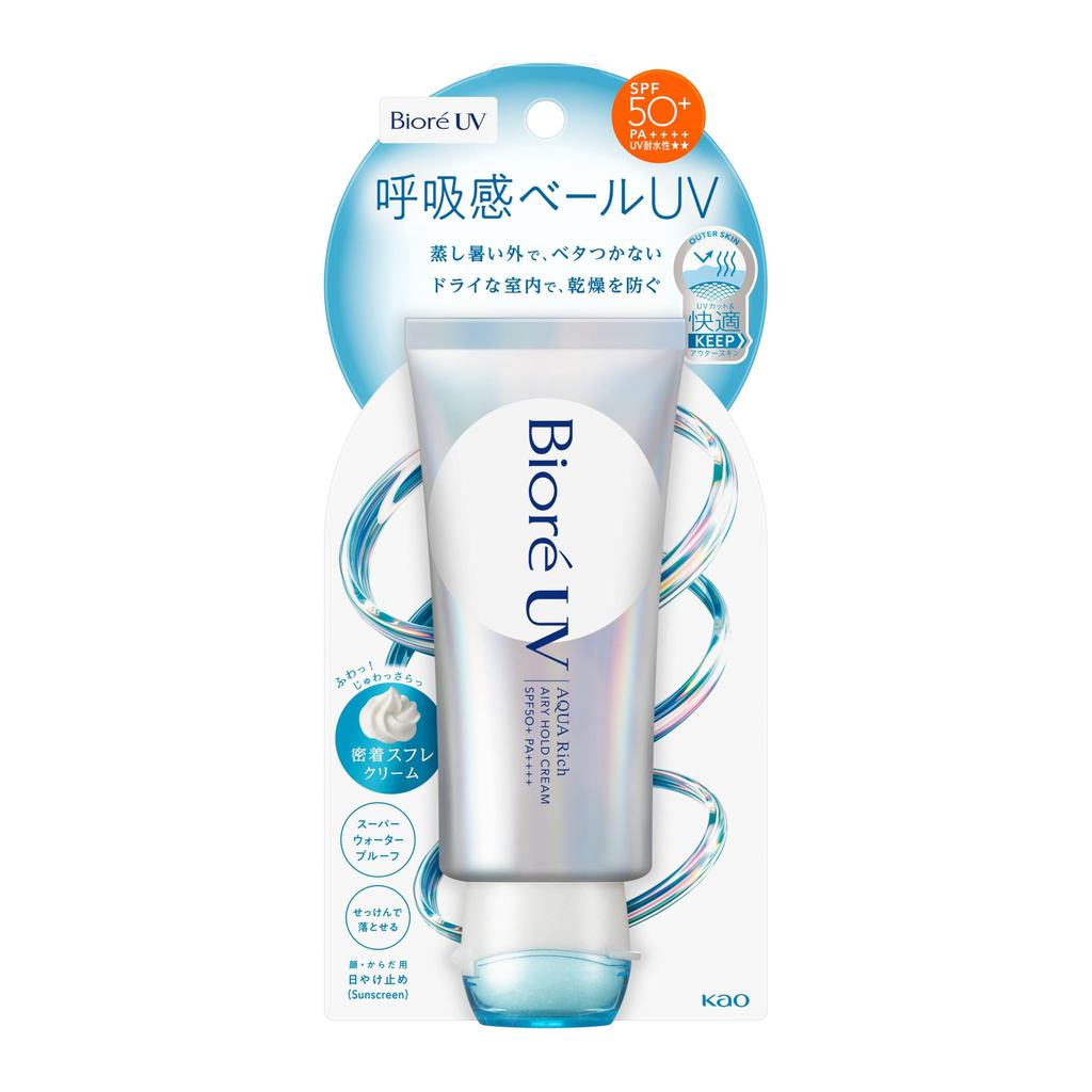 Biore UV Aqua Rich Airy Hold Creme Protetor Solar Véu Respiratório Fragrância Floral Arejada FPS50