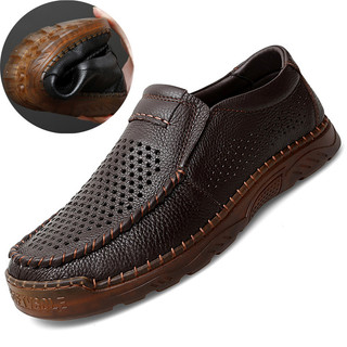 Sola de tendão de carne verão oco camada superior sapatos masculinos capa Casual pé sapatos de couro masculino respiráve