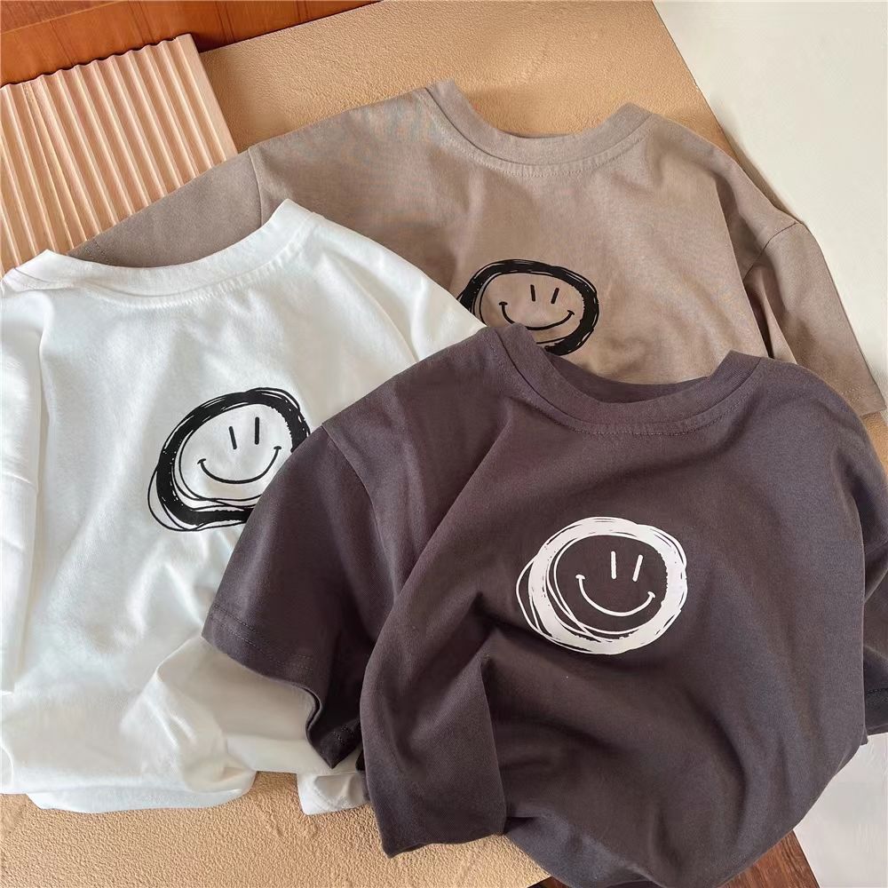 Meninos meninas camiseta de manga curta verão estilo fino crianças meia manga topo estilo coreano puro algodão crianças 