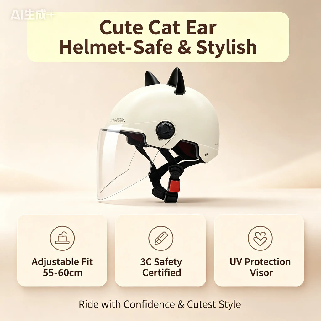 Capacete Moto Novo Orelha de Gato Veiculo Eletrico Certificado 3C Unissex Capacete Seguro Ajustavel pdd-5761