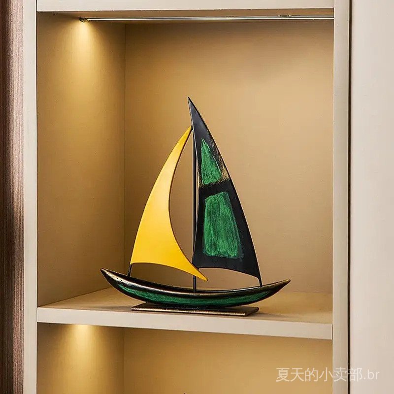Escultura de veleiro de ferro, estatueta de barco para mesa, coleção para decoração de escritório, casa, armário, mesa,
