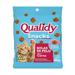 Snacks Ração Qualidy para Gato Bolas de Pelo Sabor Carne - Embalagem com 12 Unidades
