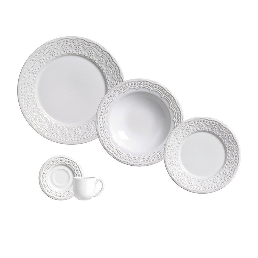 Aparelho de Jantar/Chá Porto Brasil Madeleine | 20 Peças, Resistente a Riscos, Branco