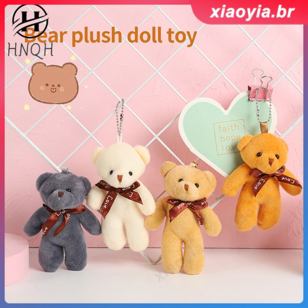 Urso de pelúcia de 12 cm, mini urso fofo, urso de tamanho pequeno, ideal para buquês, presentes, chaveiros e