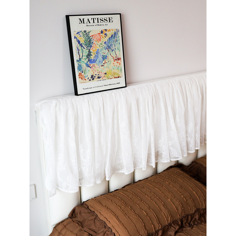 Branco Retro Premium renda Anti-poeira capa de cabeceira luz francesa capa de cabeceira toalha estilo creme decoração do