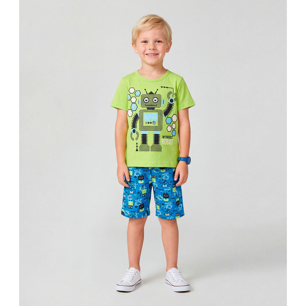 Pijama Infantil Masculino Brilha No Escuro Kappes Verde
