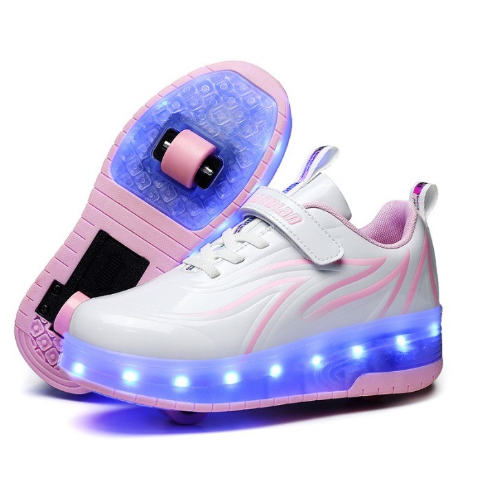 Patins Iluminados Por LED Recarregáveis Para Crianças E Adultos , Sapatos De Skate Estilo Heelys , Calçados Infantis Pre