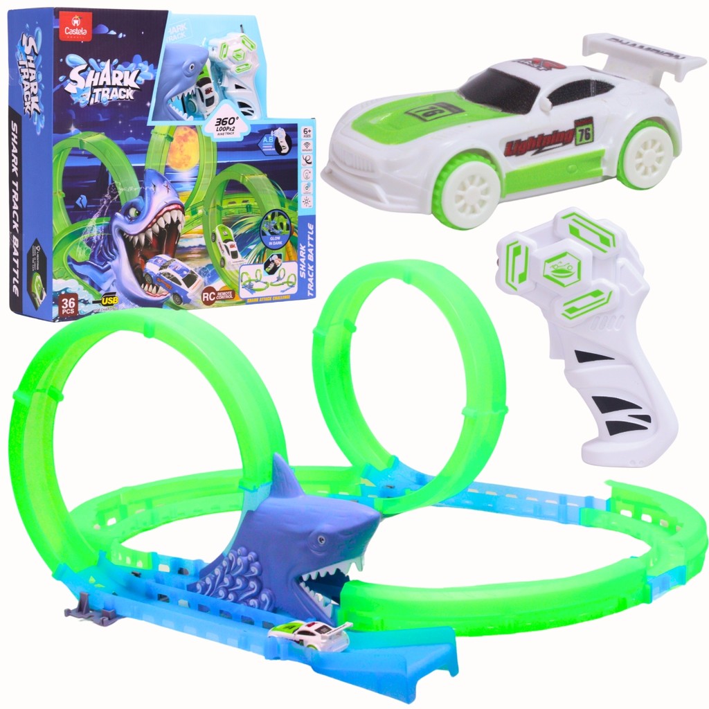 Pista Carrinho Brilha no Escuro Led Controle Remoto - Castela