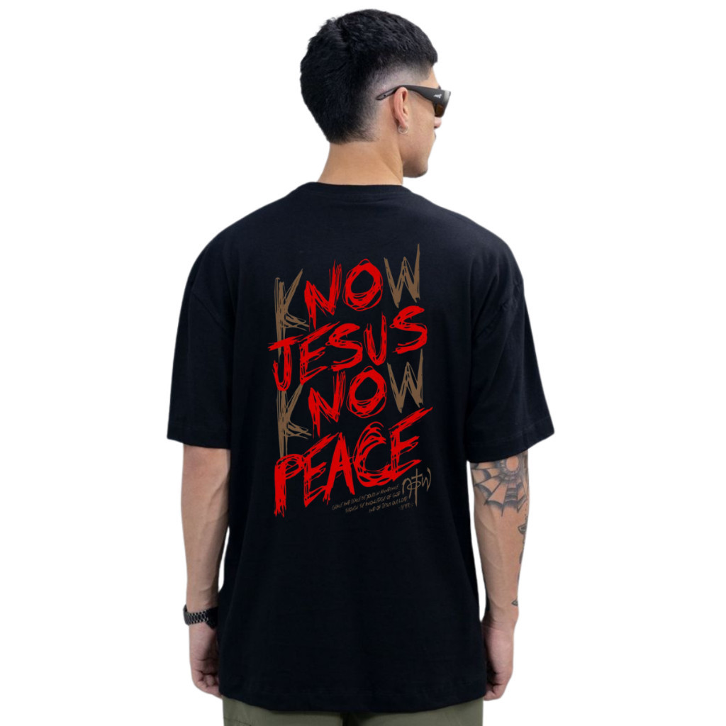 Camiseta Oversized Streetwear Know Jesus Evangélica Masculina Academia Igreja Lançamento