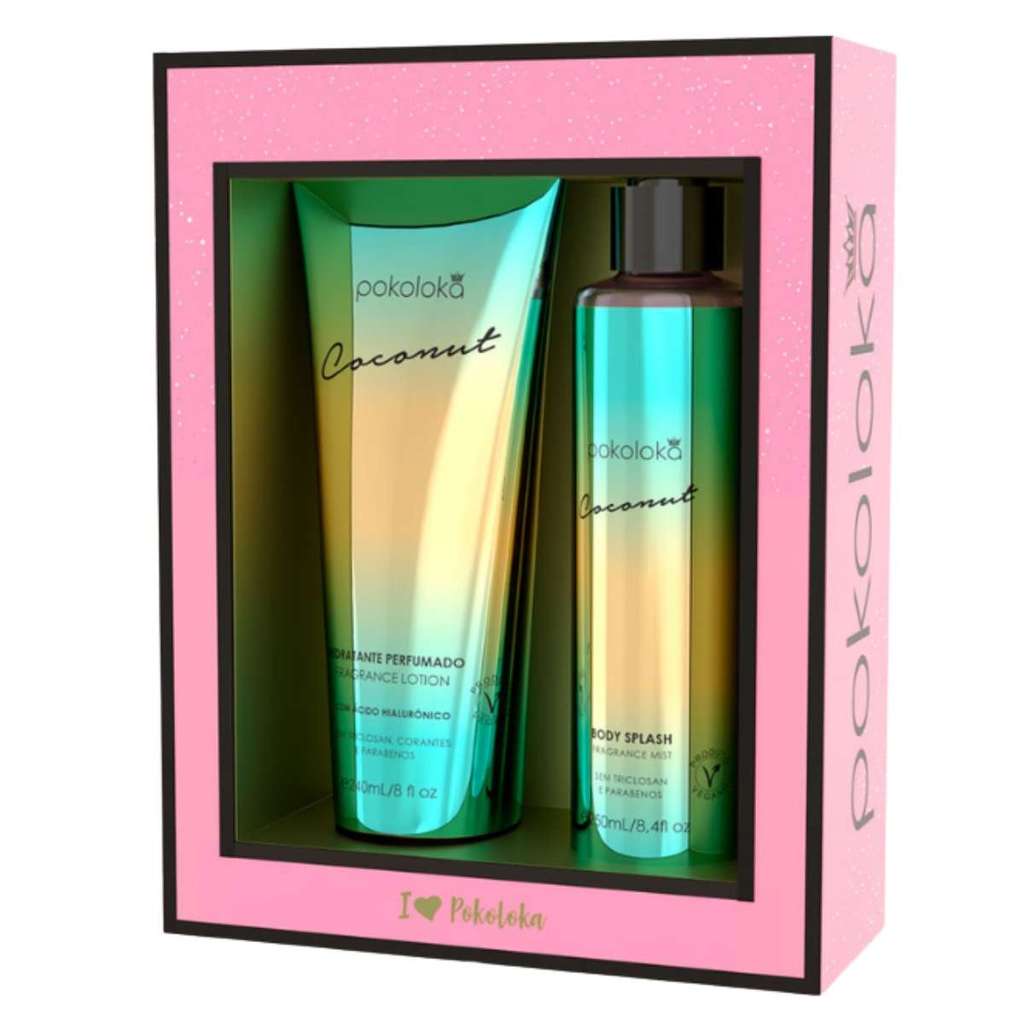Kit pokosecret hidratante + body splash pokoloka coconut 250ml Fragrância Tropical, Pele Macia, Nutrida E Perfumada