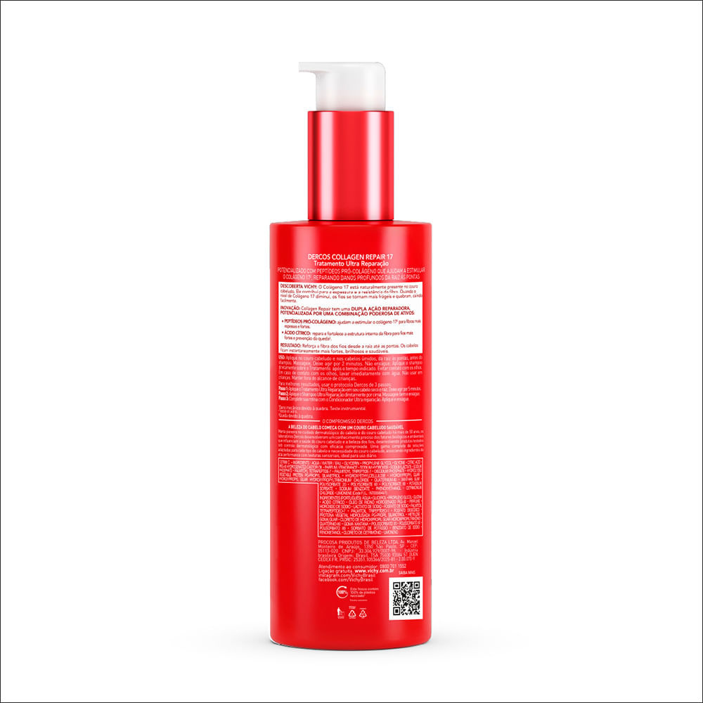 Collagen Repair 17 Dercos Tratamento Ultra Reparação Pré Shampoo Cabelos Danificados 150g