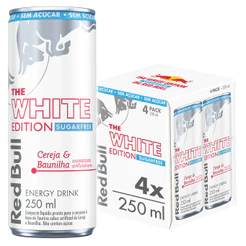 Pack de 4 latas, Red Bull Energético, White Edition, Cereja e Baunilha, Sem Açúcar, 250ml