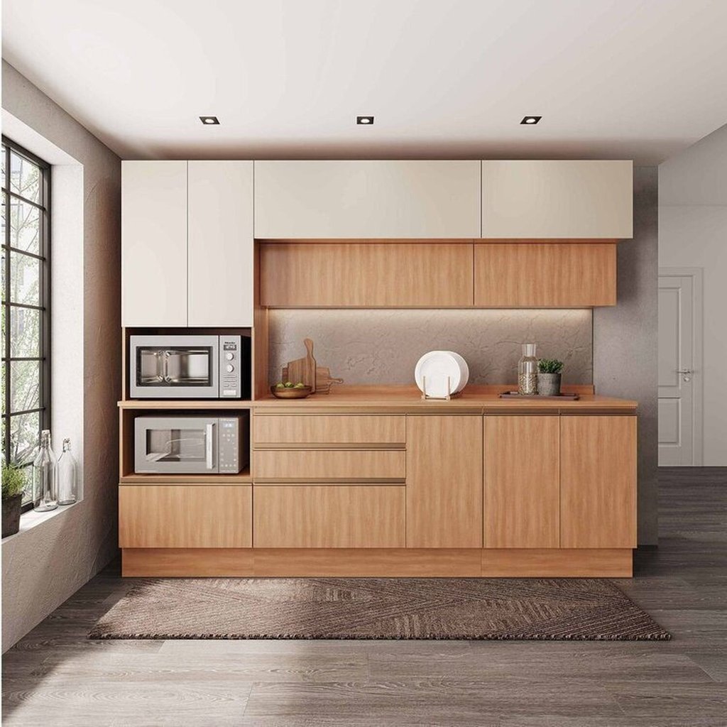 Cozinha Modulada 5 Peças com Armários, Balcões e Torre Quente Aroeira CabeCasa MadeiraOriginals Marrom/Cinza