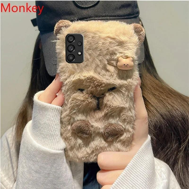 Ins Coreano Bonito 3D Capivara Caso Macio Para Samsung Galaxy S25 Ultra S24FE A06 A16 A26 A36 A56 A05S A15 A25 A35 A55 C