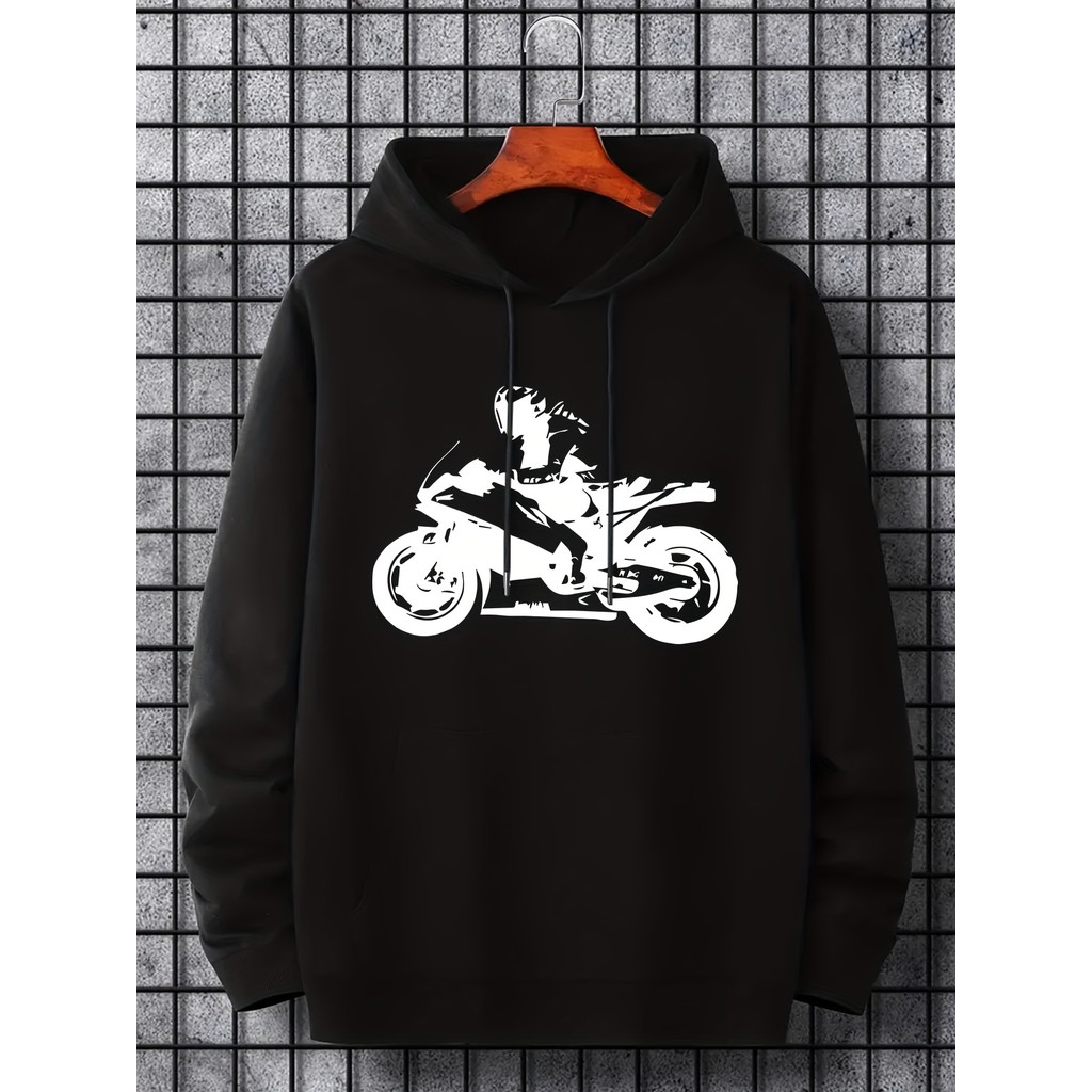 Moletom com Capuz Estampado Moto Superbike Masculino Casaco P ao GG Super Macio Estilo Canguru Blusão